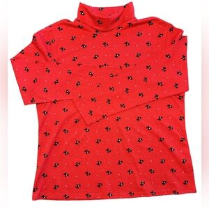VTG 90s look Scotty dog print whimsical kitch granny-chic playful turtleneck XXL